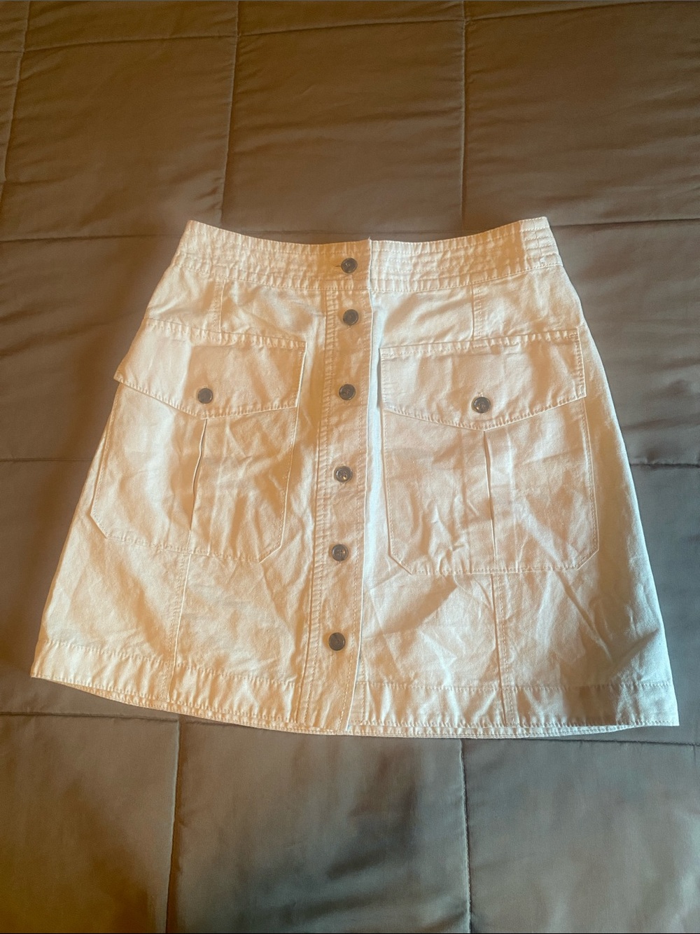 Banana Republic White Button-Front Utility Mini Skirt
